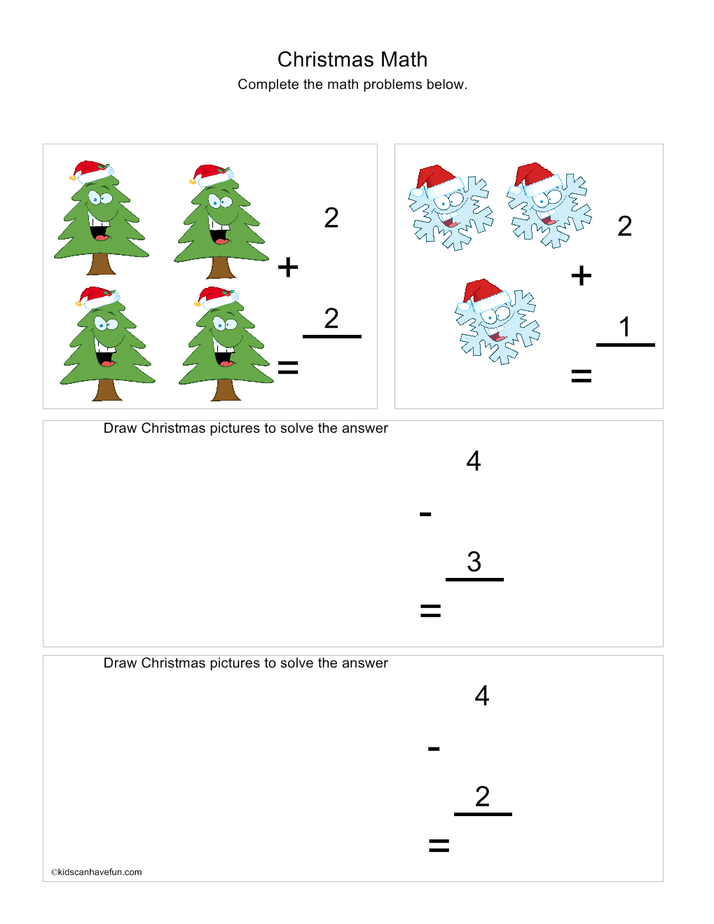 Christmas Worksheets For Kids, Fun Math, Cut And Paste