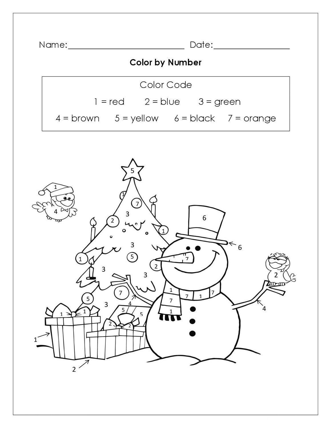 Colornumber Worksheet Free | Christmas Math Worksheets