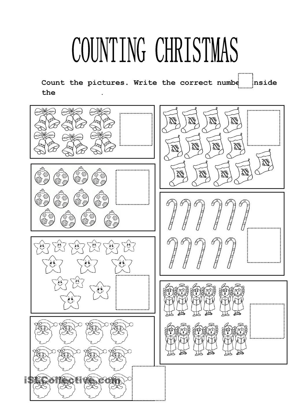 Counting Christmas | Christmas Worksheets Kindergarten