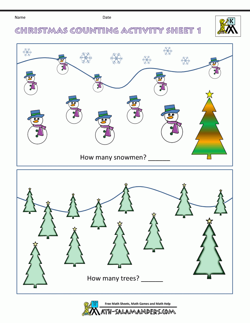 Easy Maths Worksheets Kindergarten Christmas Math Counting