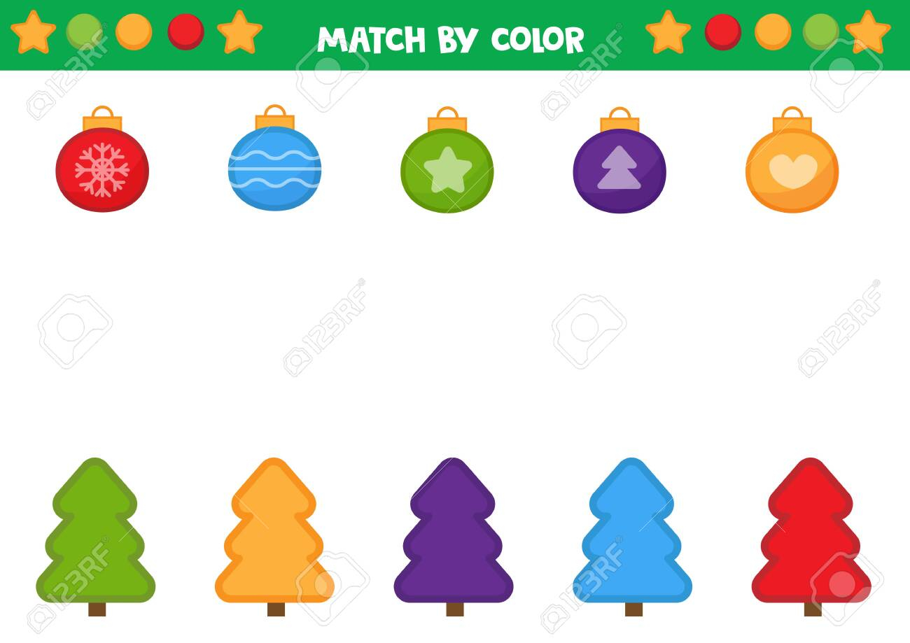 Educational Worksheet For Preschool Kids. Match Christmas Trees..