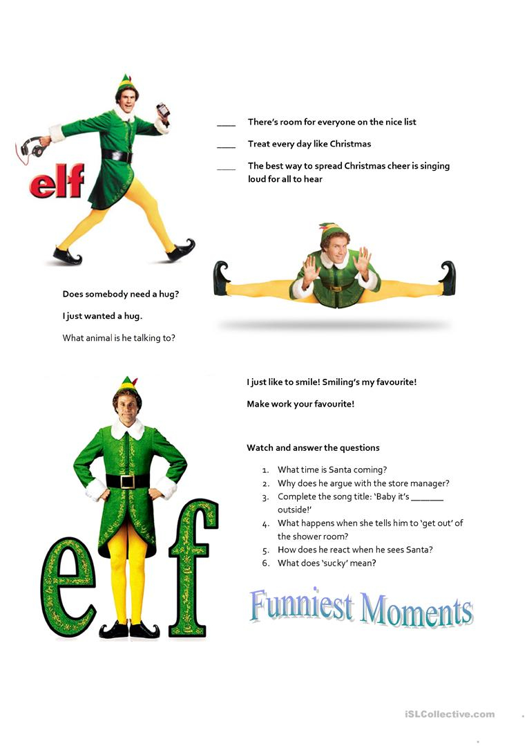 Elf The Movie - English Esl Worksheets For Distance Learning