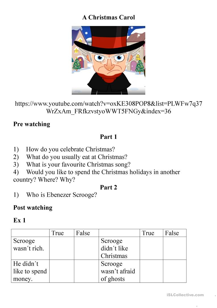 English Esl Christmas Carol Worksheets - Most Downloaded (36