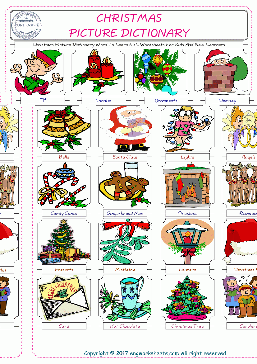 English Worksheet For Kids Esl Printable Picture Dictionary