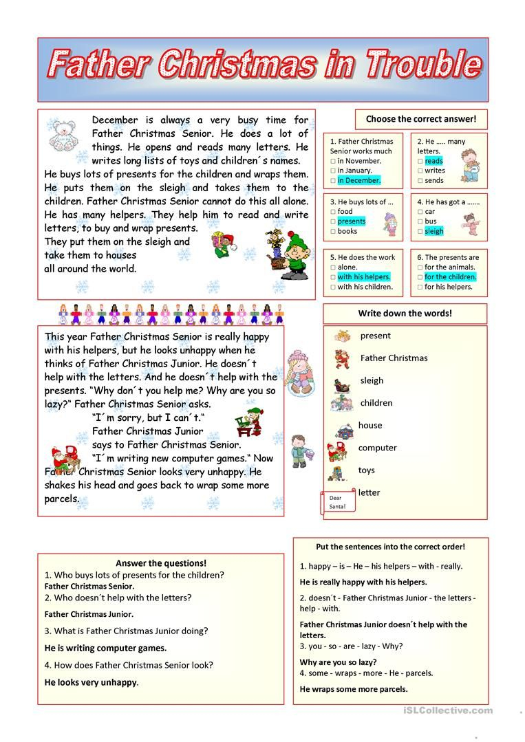 Father Christmas In Trouble (Key Included) Worksheet - Free