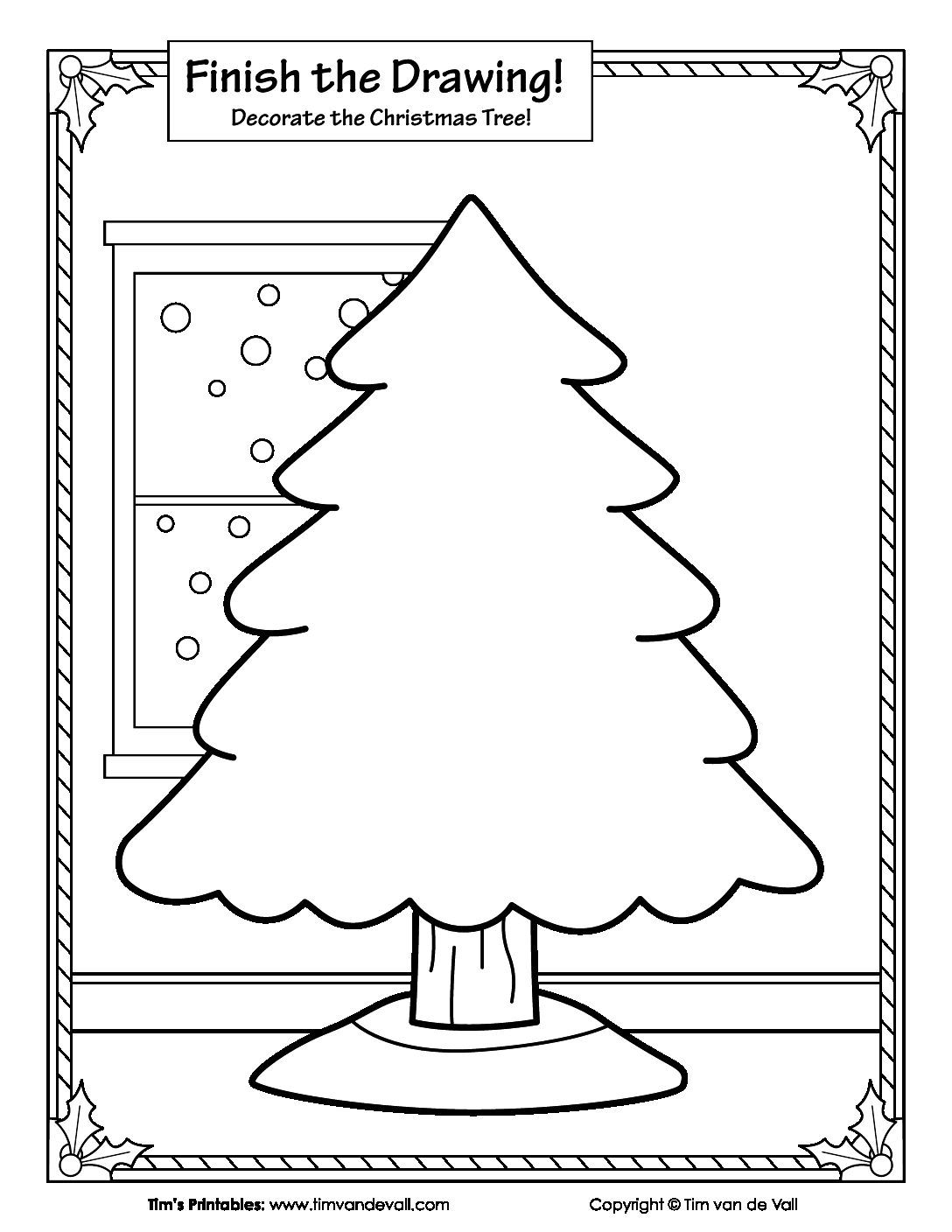Finish The Drawing - Christmas Tree - Tim&amp;#039;s Printables