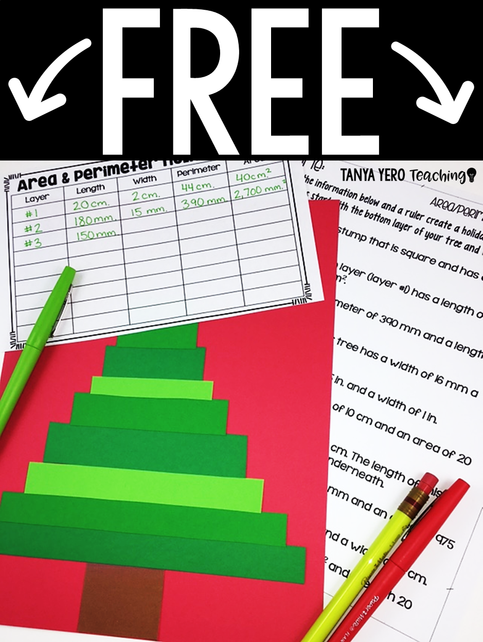 Free Area And Perimeter Holiday Trees Craft Grades 4-6