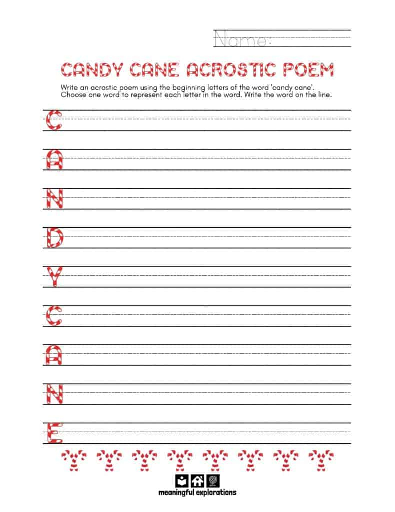 Free Christmas Acrostic Poem Template For Kids