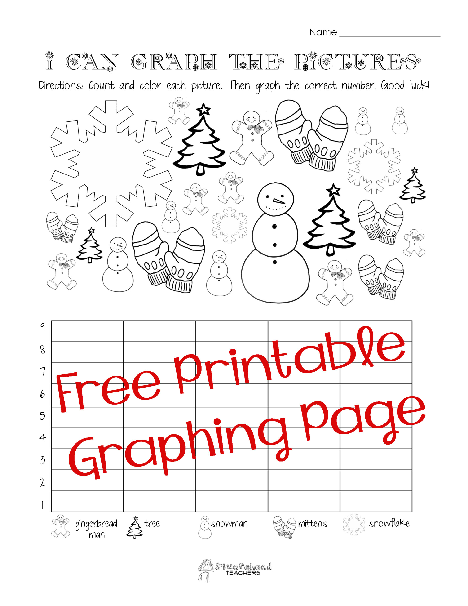 Free Christmas/winter Graphing Worksheet (Kindergarten