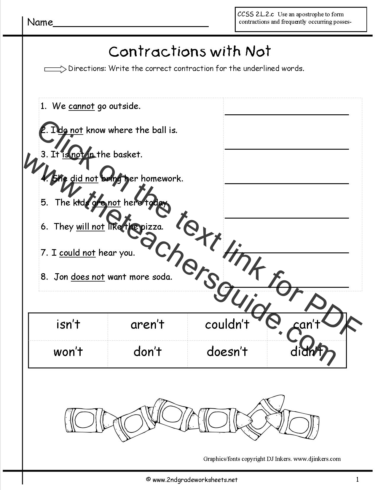 Free Contractions Worksheets And Printouts