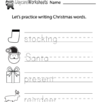 Free Preschool Christmas Writing Worksheet | Preschool