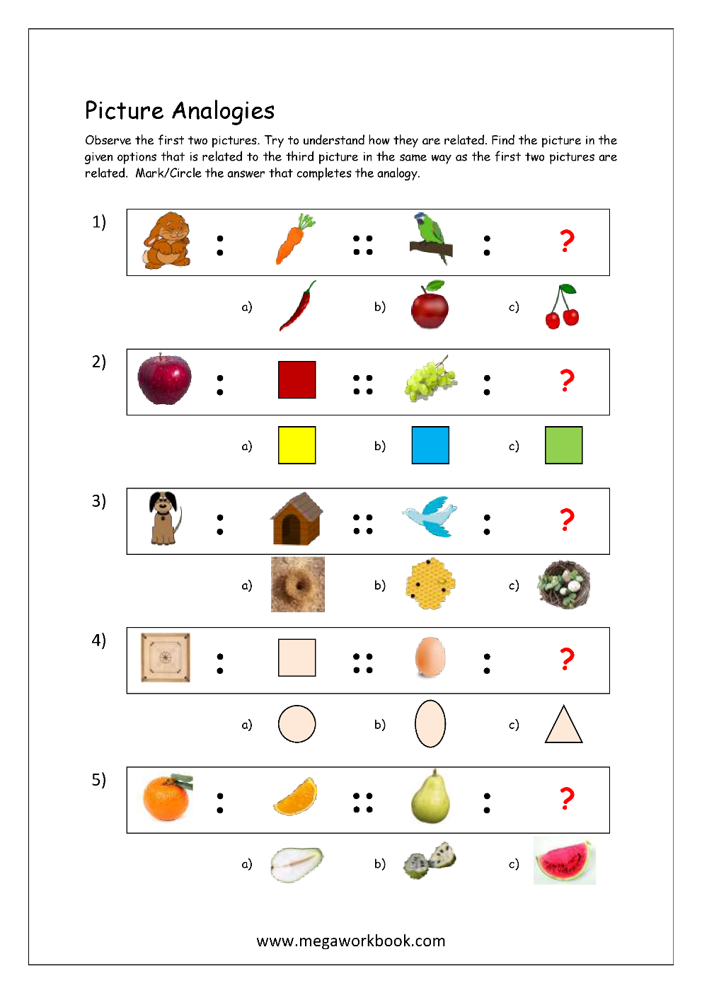 Free Printable Picture Analogy Worksheets - Logical