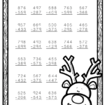 Free Three Digit Subtraction With Regrouping Winter Theme 3