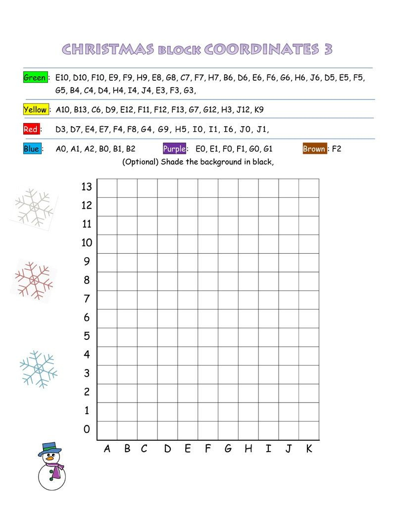 Fun Sheets For Math Coordinate | Christmas Math Activities