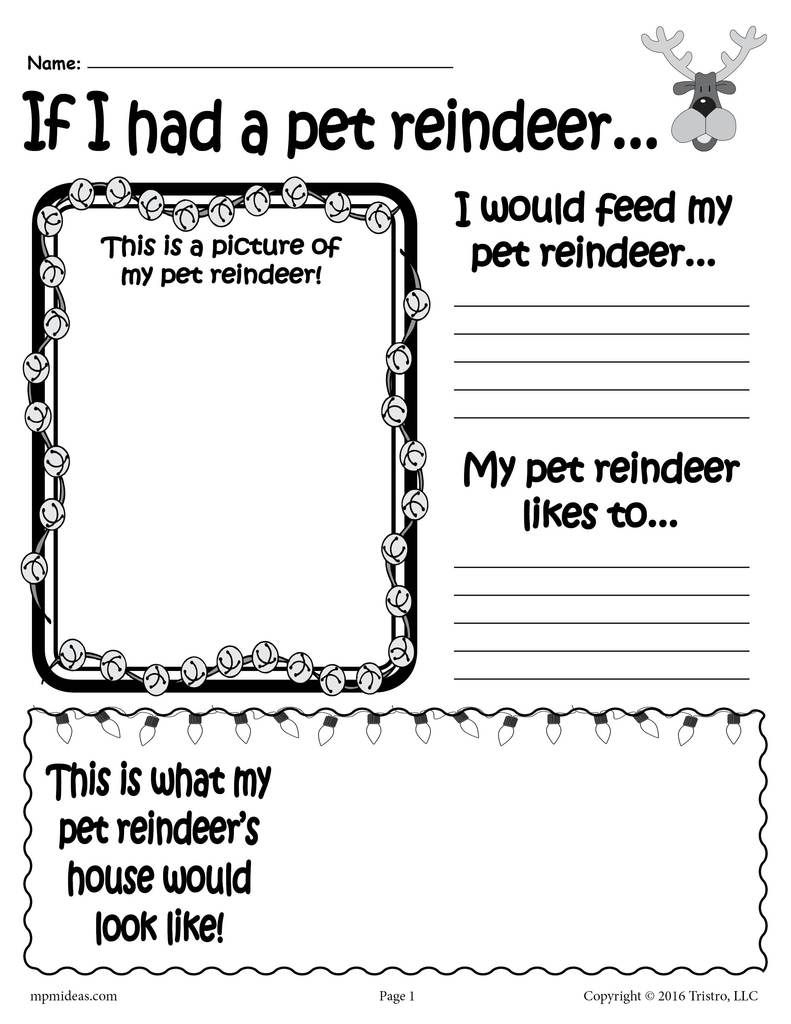 If I Had A Pet Reindeer&amp;quot; Printable Christmas Worksheet