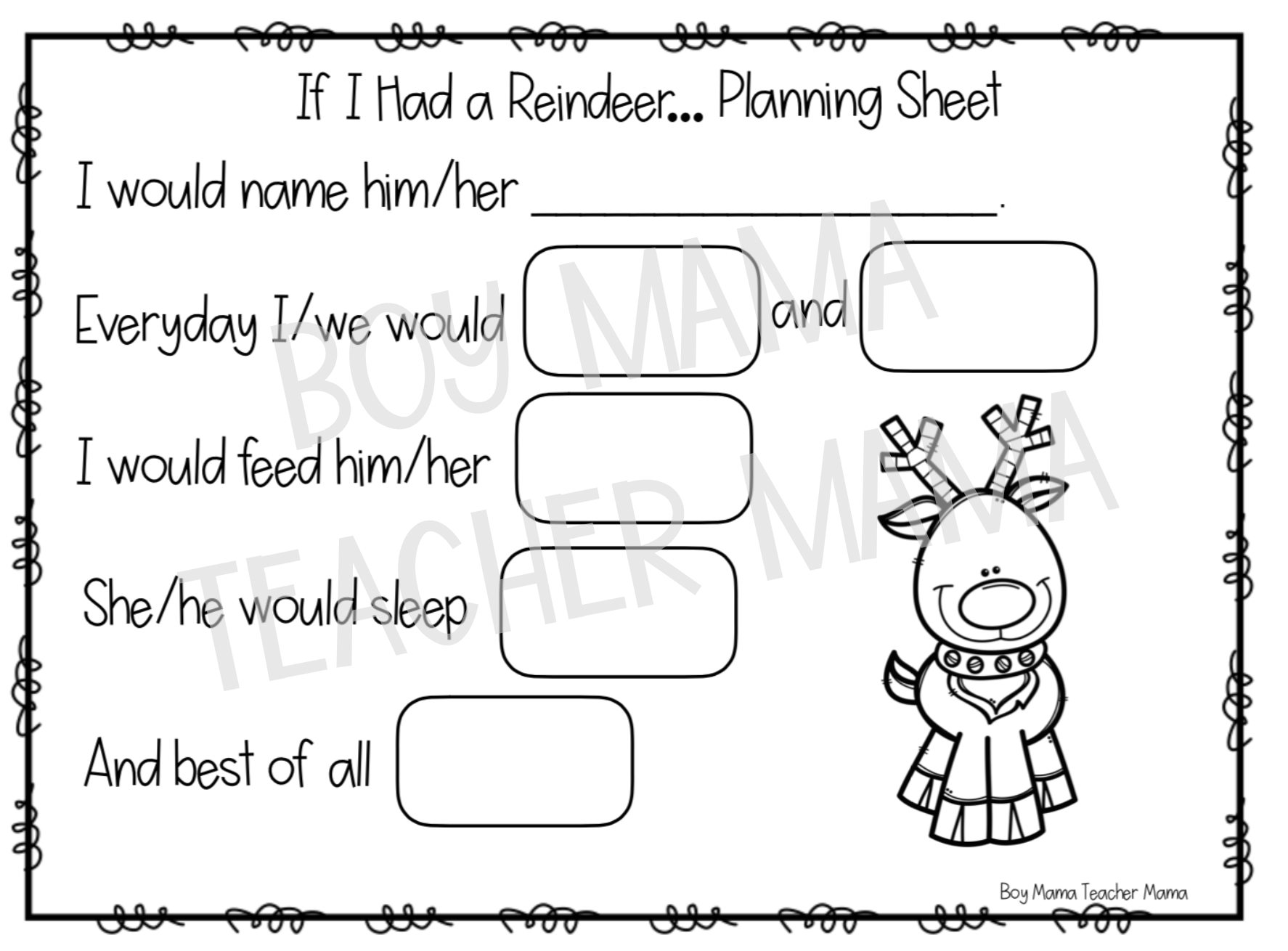 If I Had A Reindeer Writing Activity - Boy Mama Teacher Mama