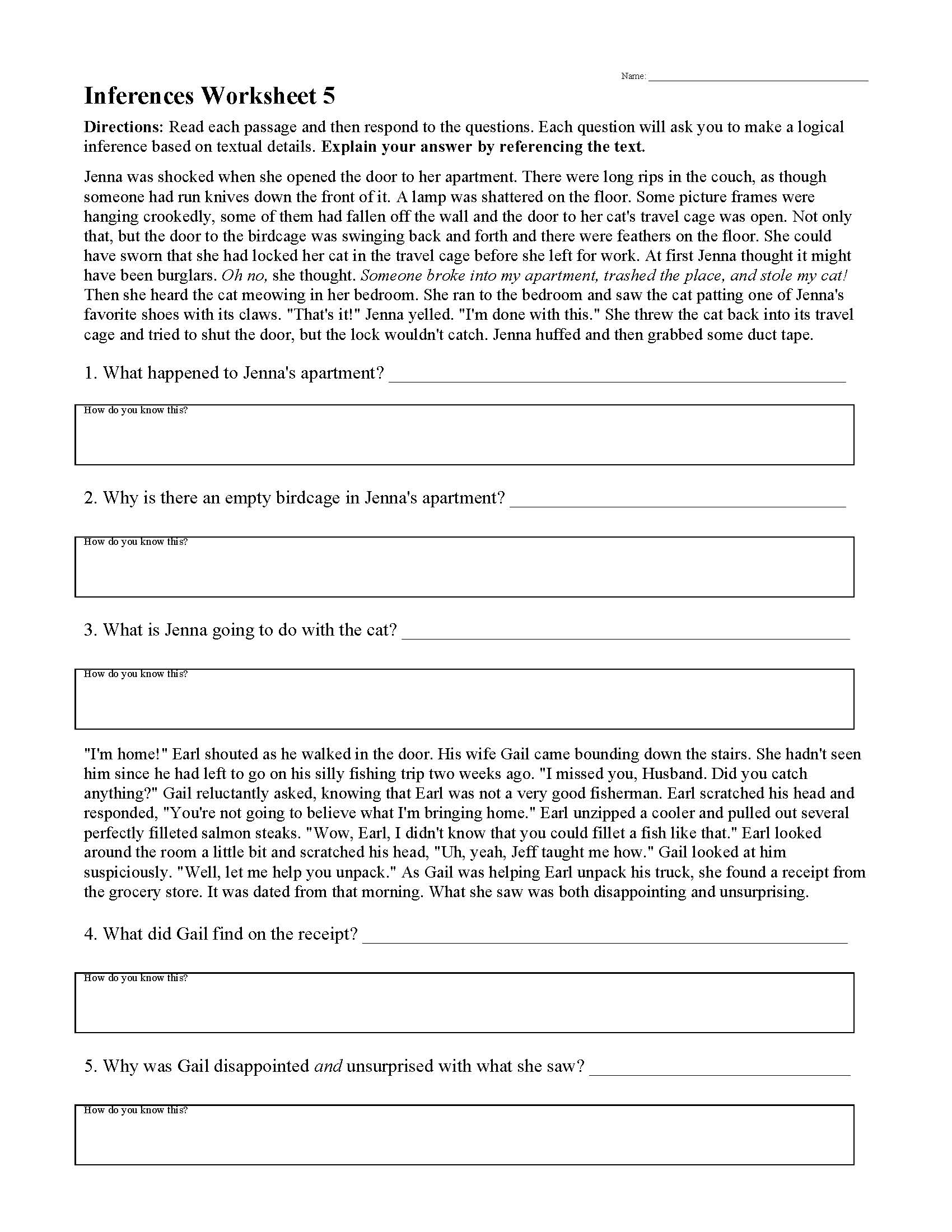 Inferences Worksheets | Ereading Worksheets