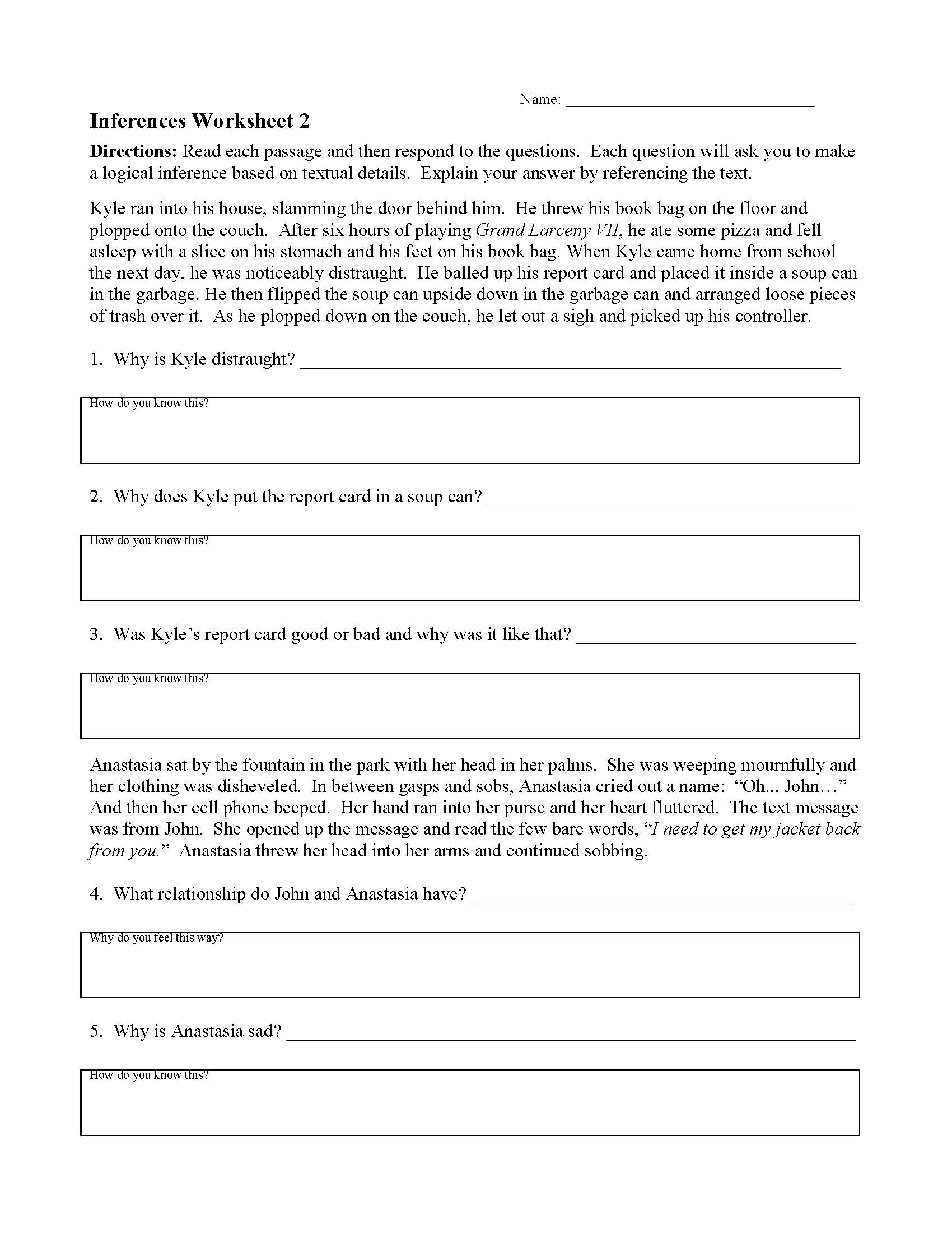 Inferences Worksheets | Ereading Worksheets