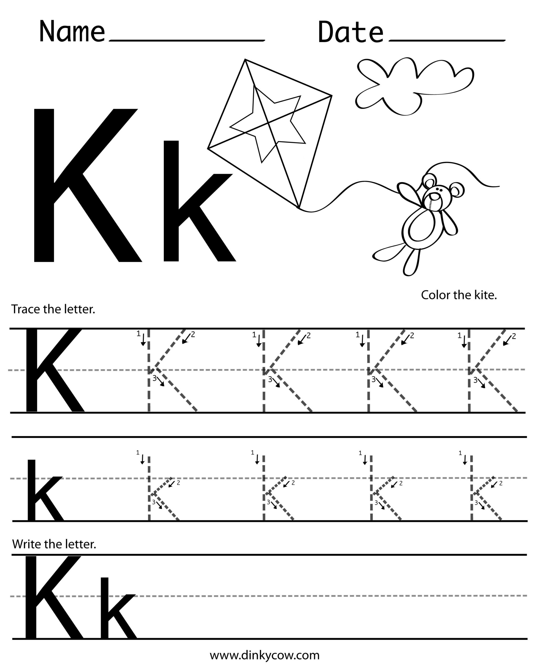 K-Free-Handwriting-Worksheet-Print 2,400×2,988 Pixels