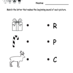 Kindergarten Christmas Phonics Worksheet Printable | Phonics