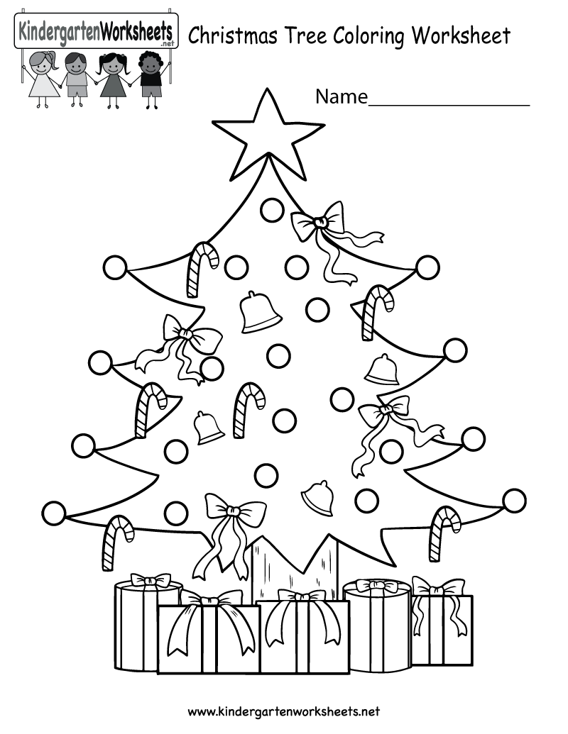 Kindergarten Christmas Tree Coloring Worksheet Printable