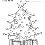Kindergarten Christmas Tree Coloring Worksheet Printable