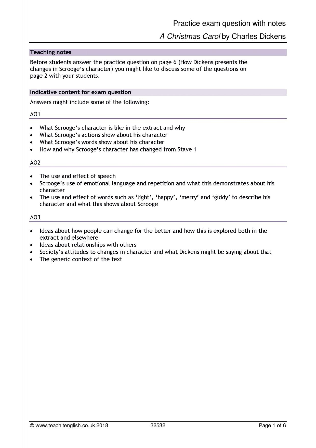 Ks4 Prose | A Christmas Carolcharles Dickens | Teachit