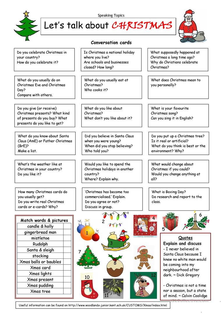 Let&amp;#039;s Talk About Christmas - English Esl Worksheets For