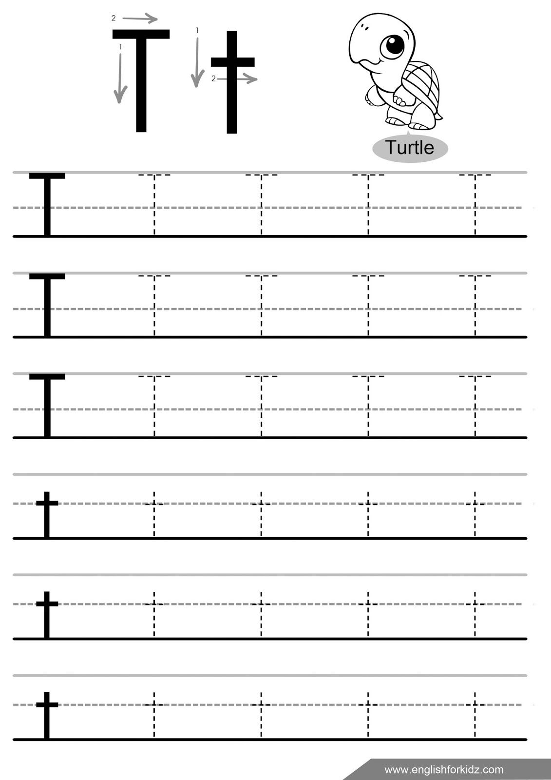 Letter-T-Tracing-Worksheet 1,131×1,600 Pixels | Writing