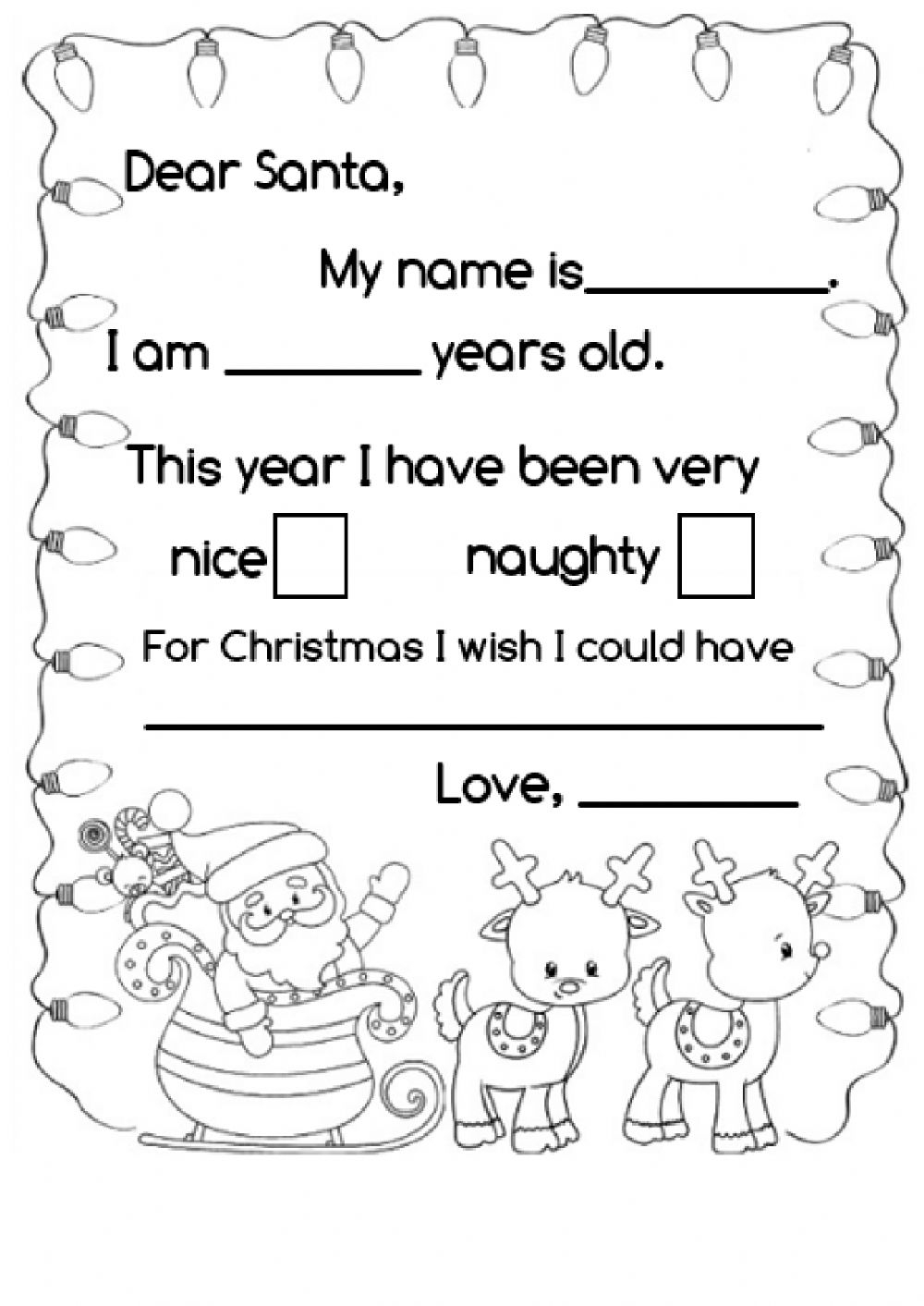 Letter To Santa Interactive Worksheet