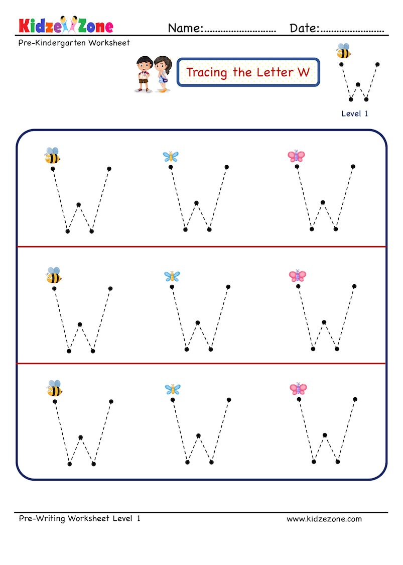 Letter W Tracing Upper Case - Kidzezone