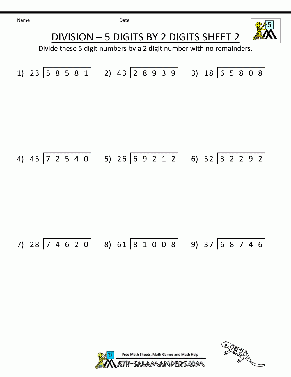 Long Division Worksheets For 5Th Grade | Division Worksheets