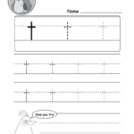 Lowercase Letter &quot;t&quot; Tracing Worksheet - Doozy Moo