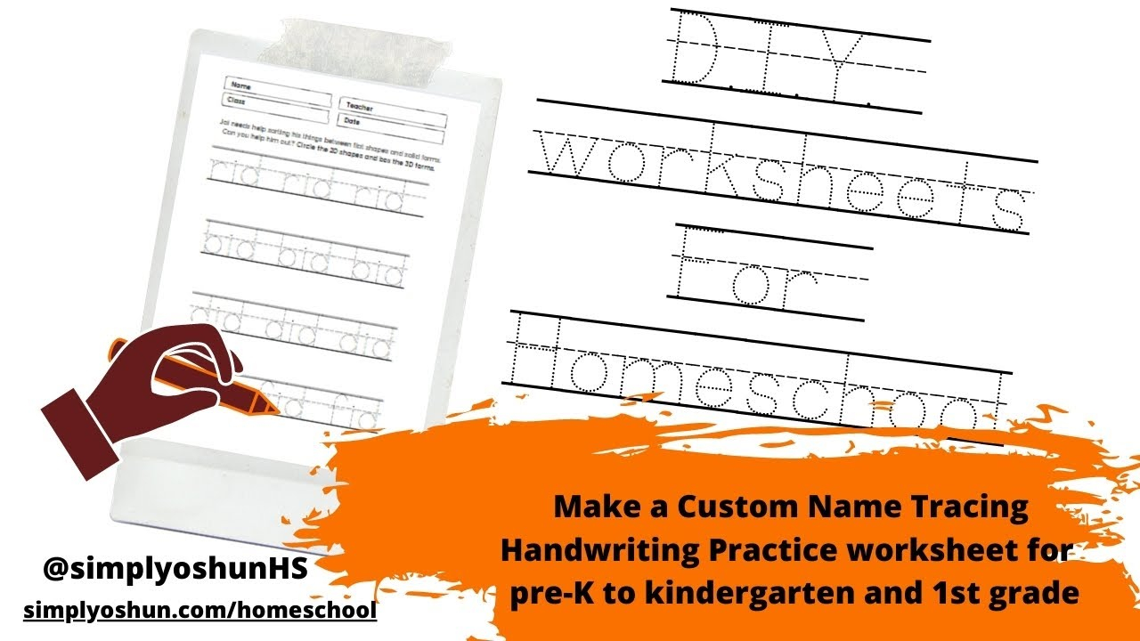 Make A Custom Name Tracing Handwriting Practice Worksheet For Pre-K To  Kindergarten And 1St Grade