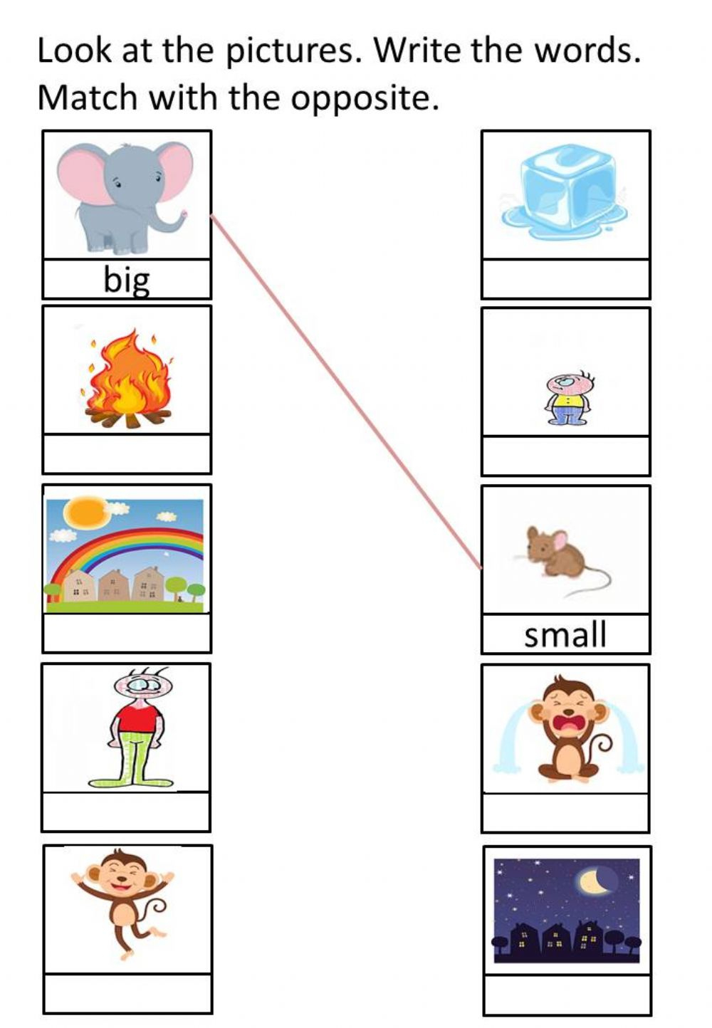 Match The Opposites Worksheet