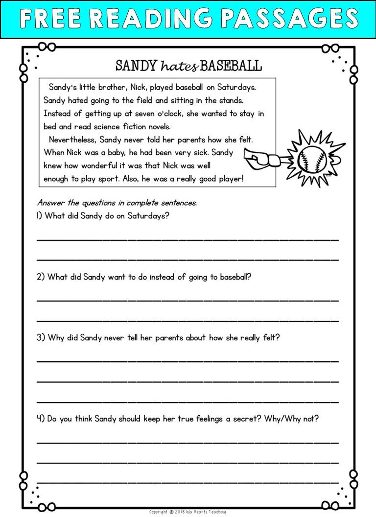 Math Worksheet ~ Christmas Comprehension Stories For Second