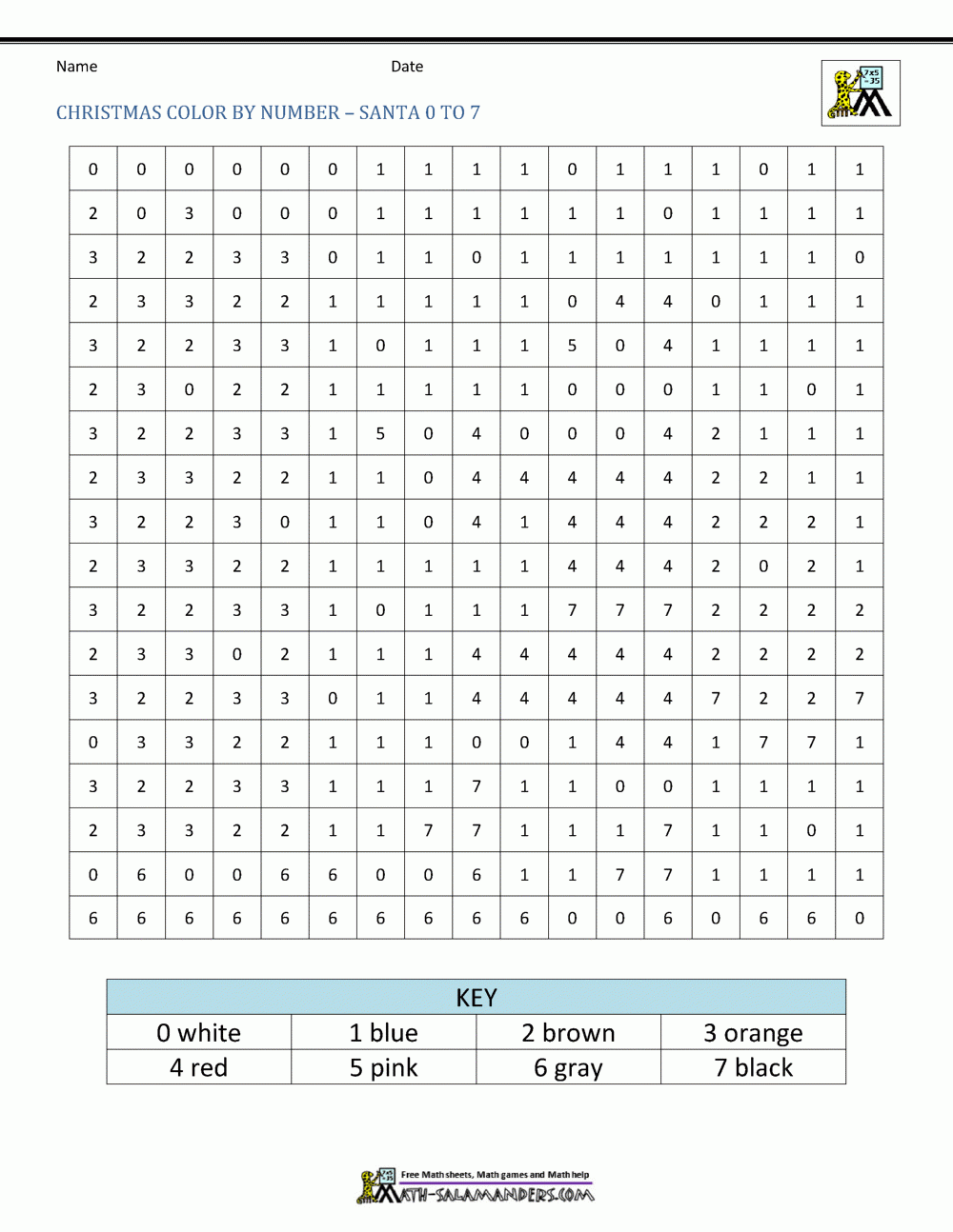 Math Worksheet ~ Math Colornumbern Christmas Santa To