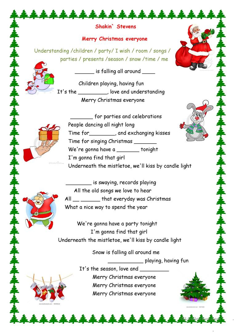 Merry Christmas Everyone Song - English Esl Worksheets For
