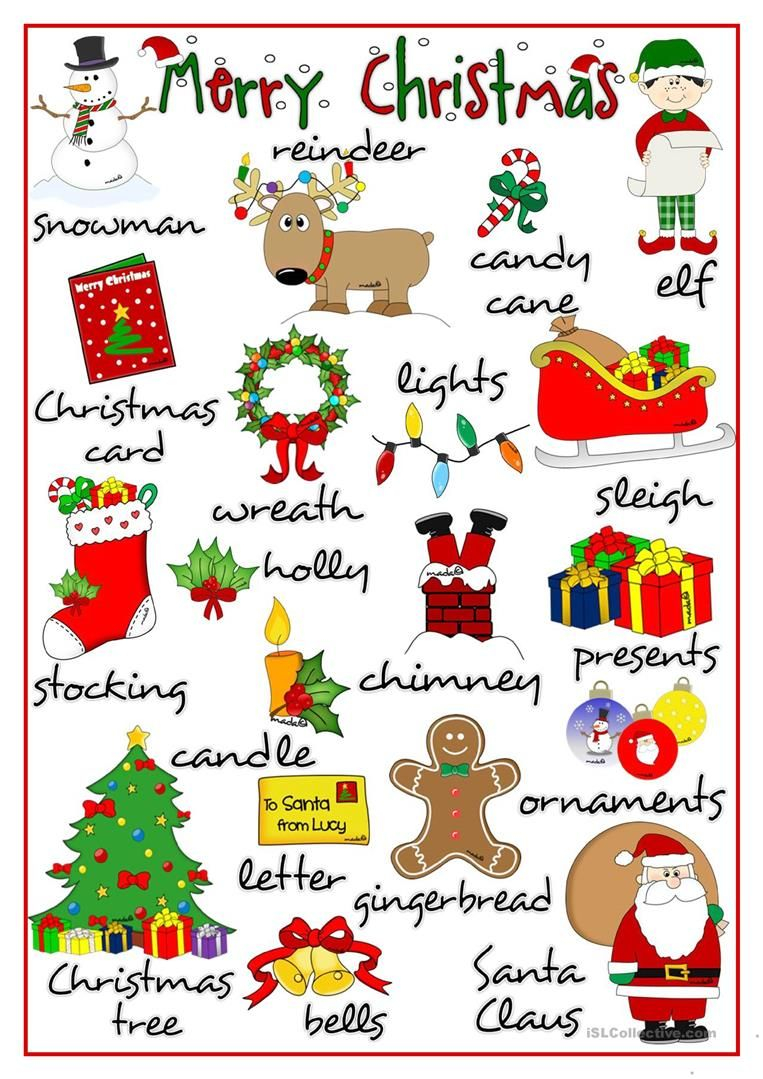 Merry Christmas - Pictionary Worksheet - Free Esl Printable