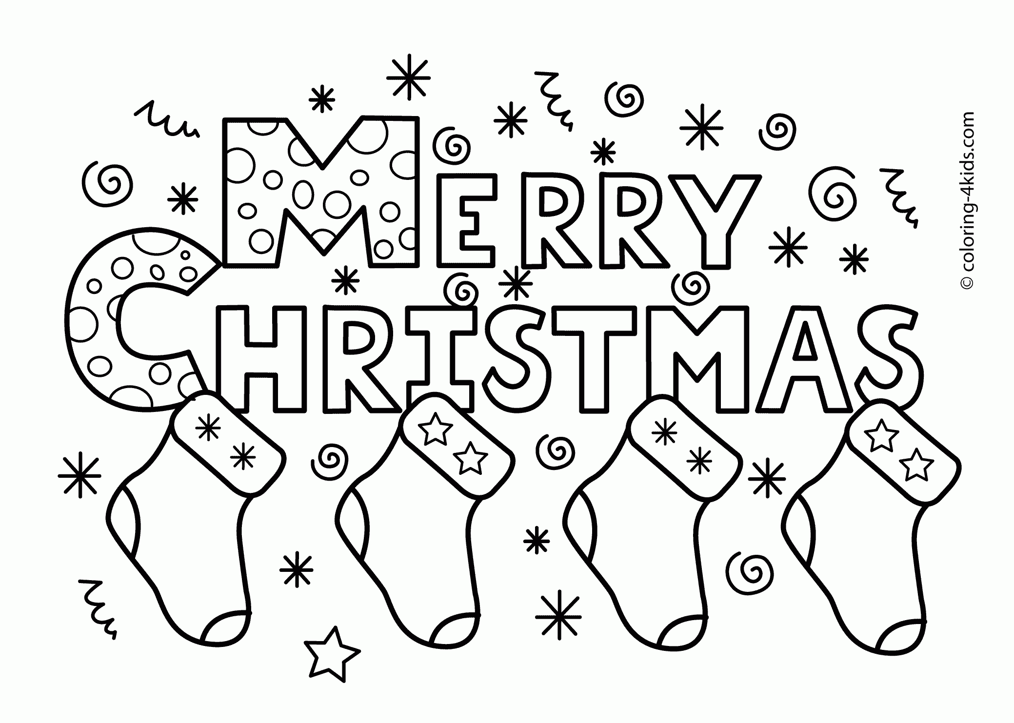 Merry Christmas Socks Coloring Pages For Kids, Printable