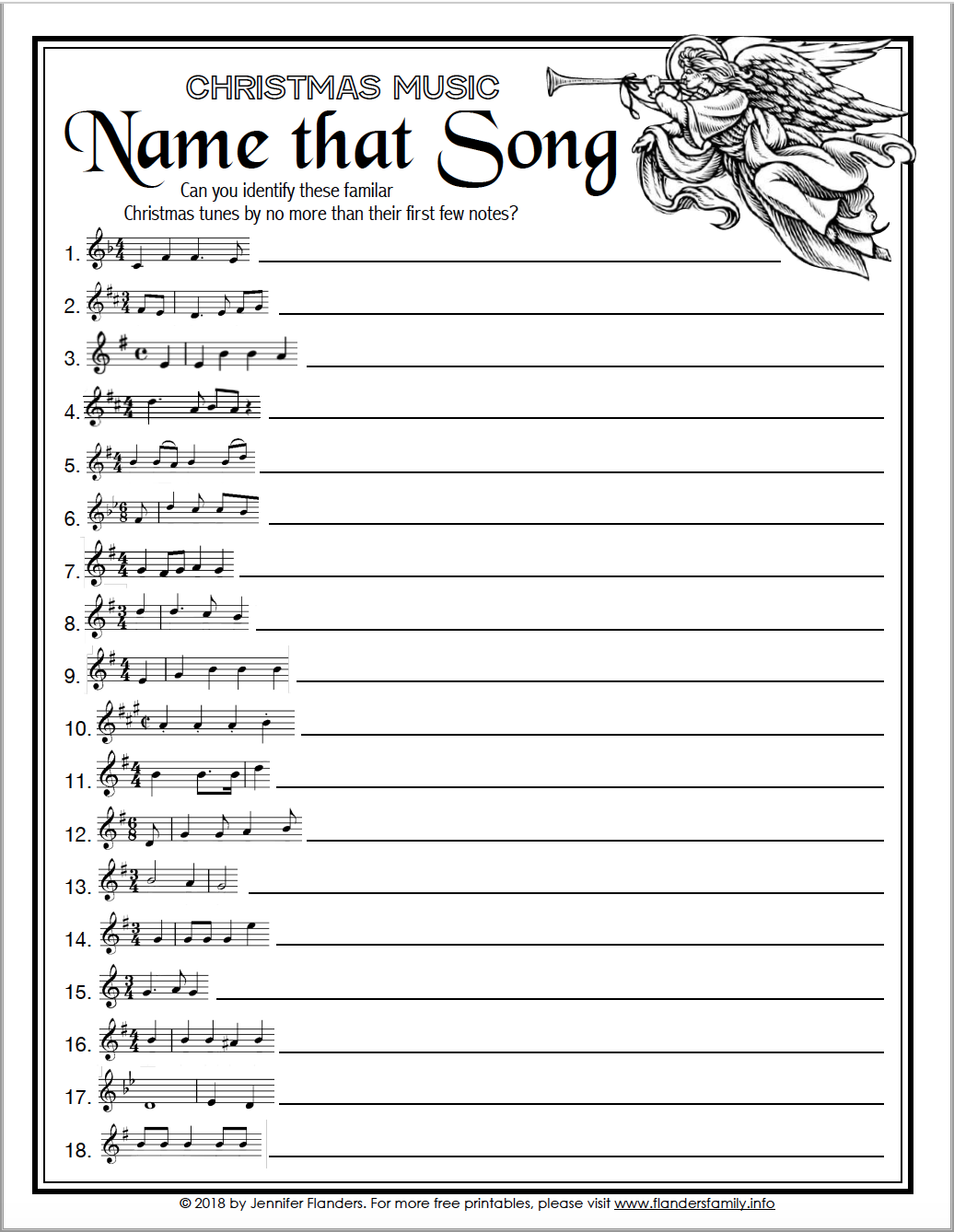 Name That Song - Fill In The Blank - Free Printable