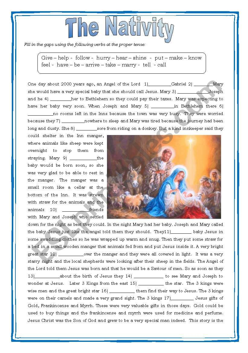 Nativity Story (Fill- In- The- Gaps) - Esl Worksheetolaola