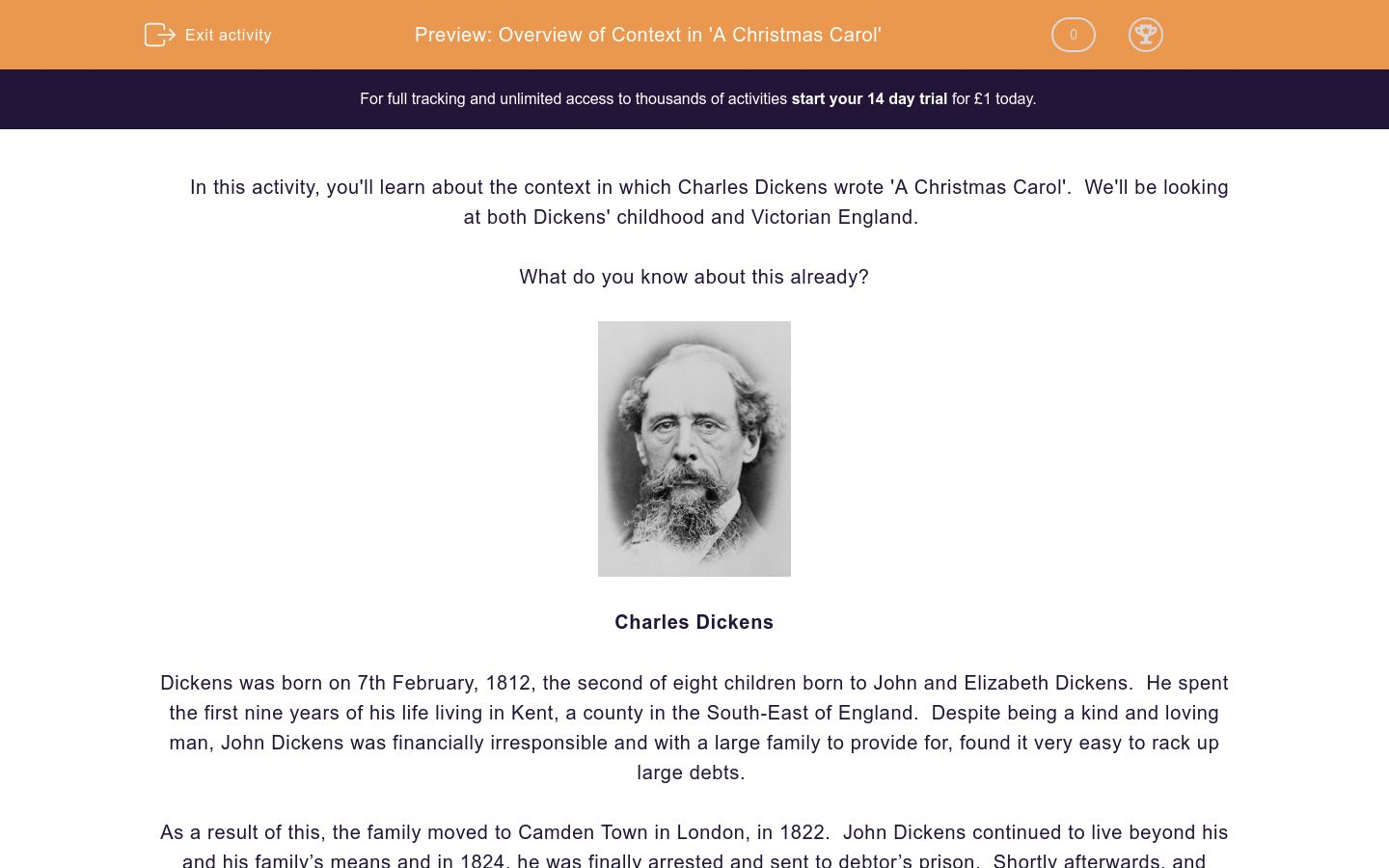 Overview Of Context In &amp;#039;a Christmas Carol&amp;#039; Worksheet - Edplace