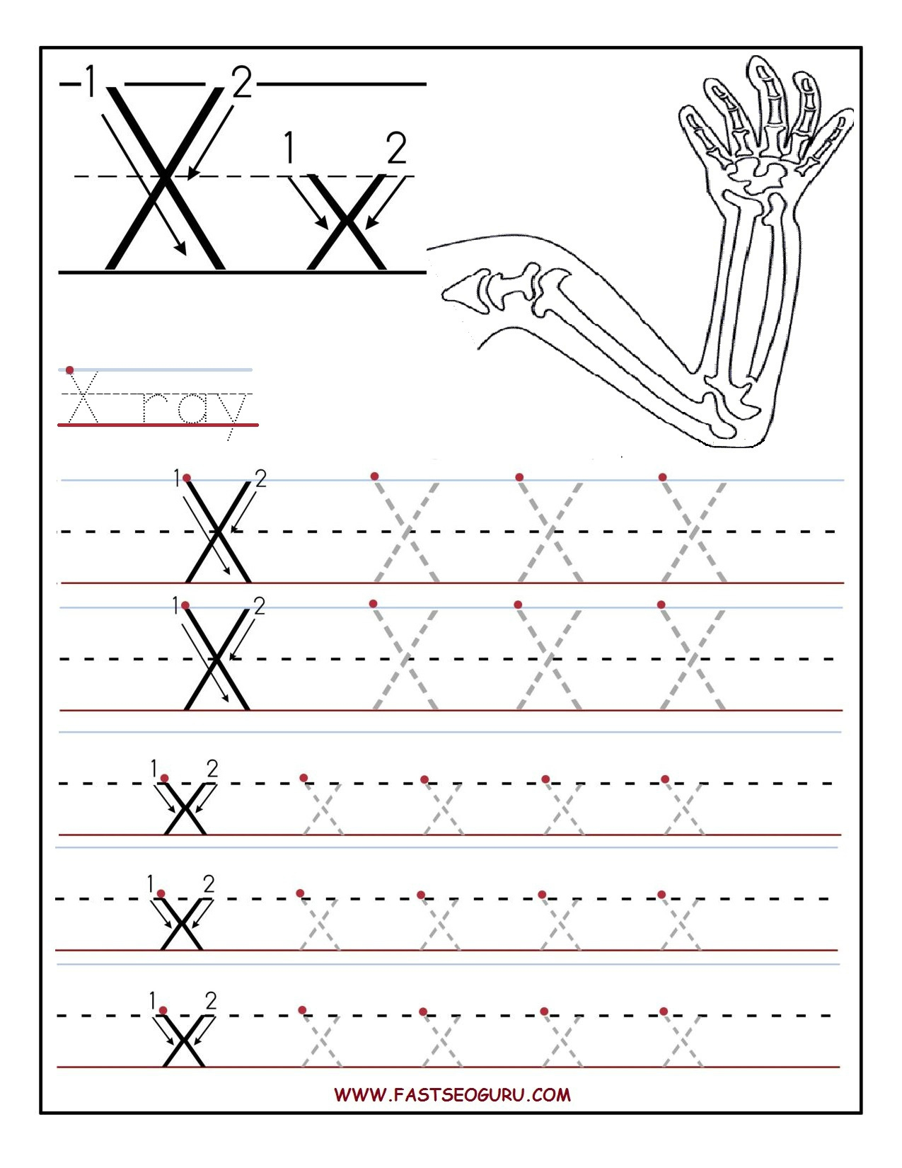 Preschool Letter X Tracing Worksheets (Page 1) - Line.17Qq
