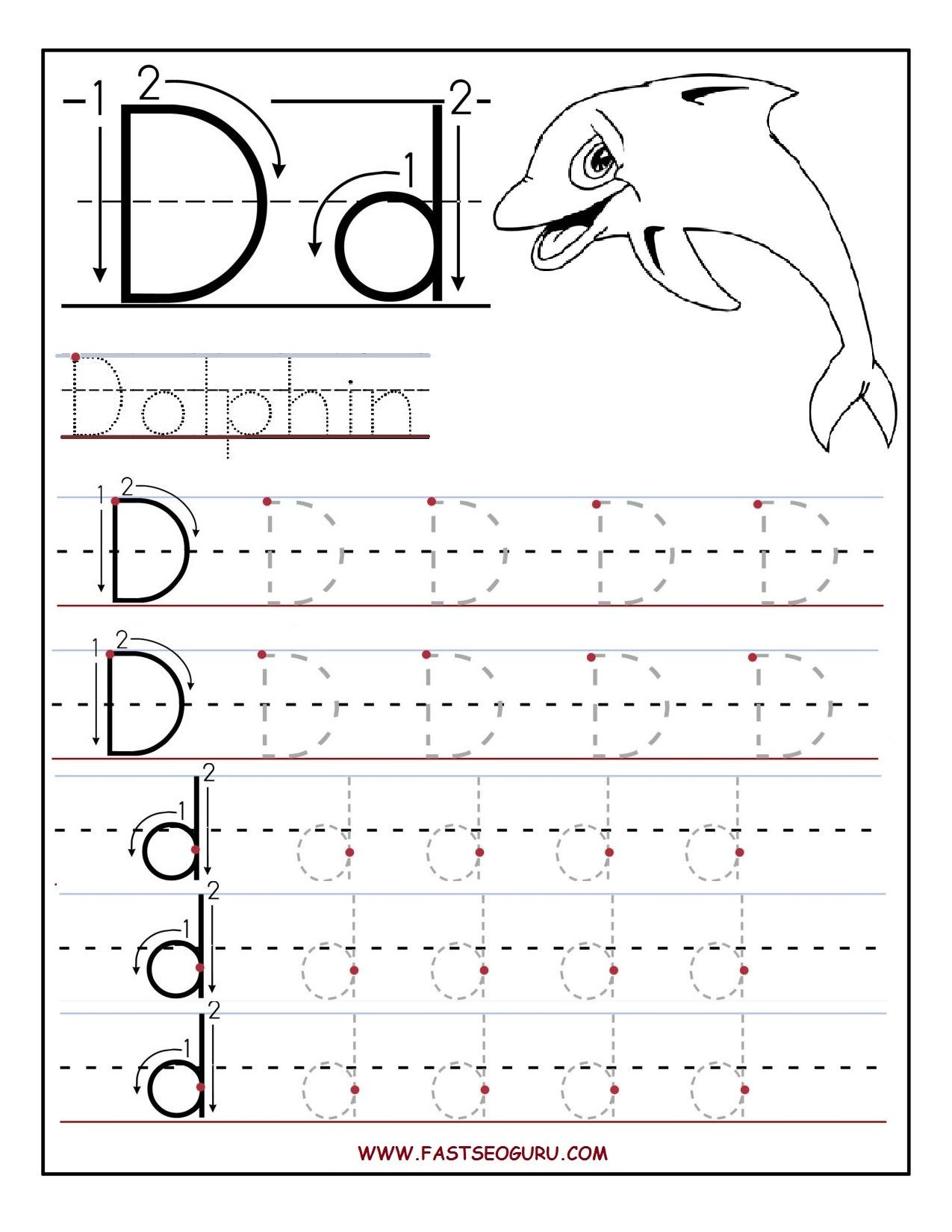 Printable Letter D Tracing Worksheets For Preschool