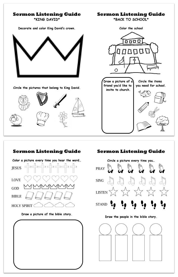 Printable Sermon Listening Worksheets For Kids | Sermon