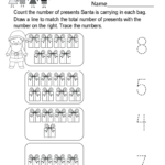 Santa Counting Worksheet - Free Kindergarten Holiday