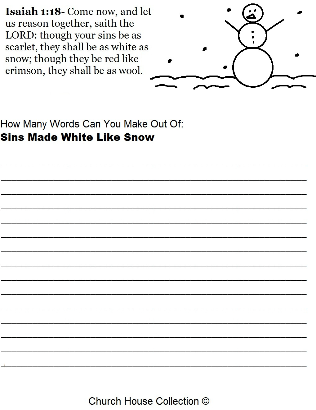 Snowman Sunday School Lesson
