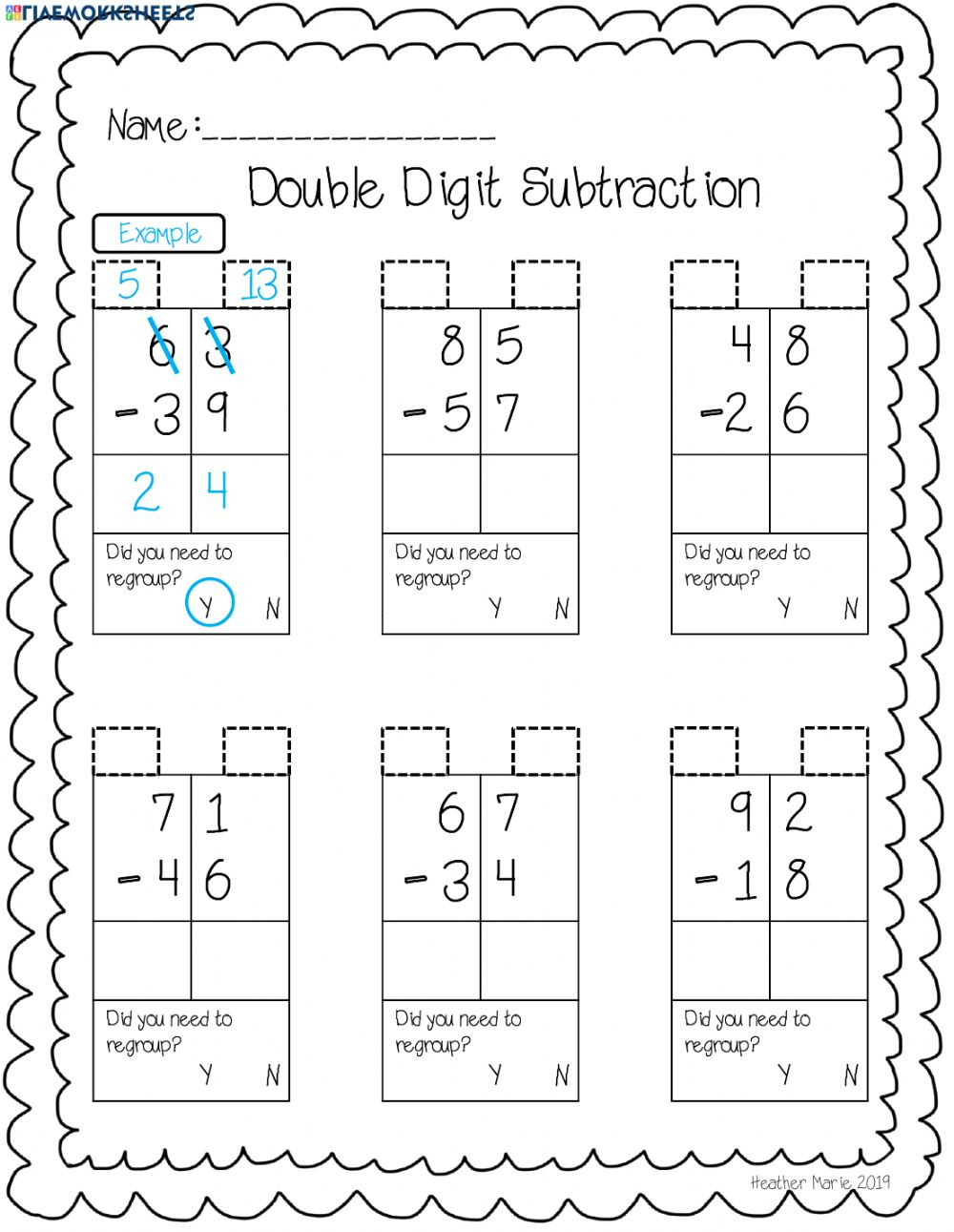 Subtracting With Regrouping Worksheet