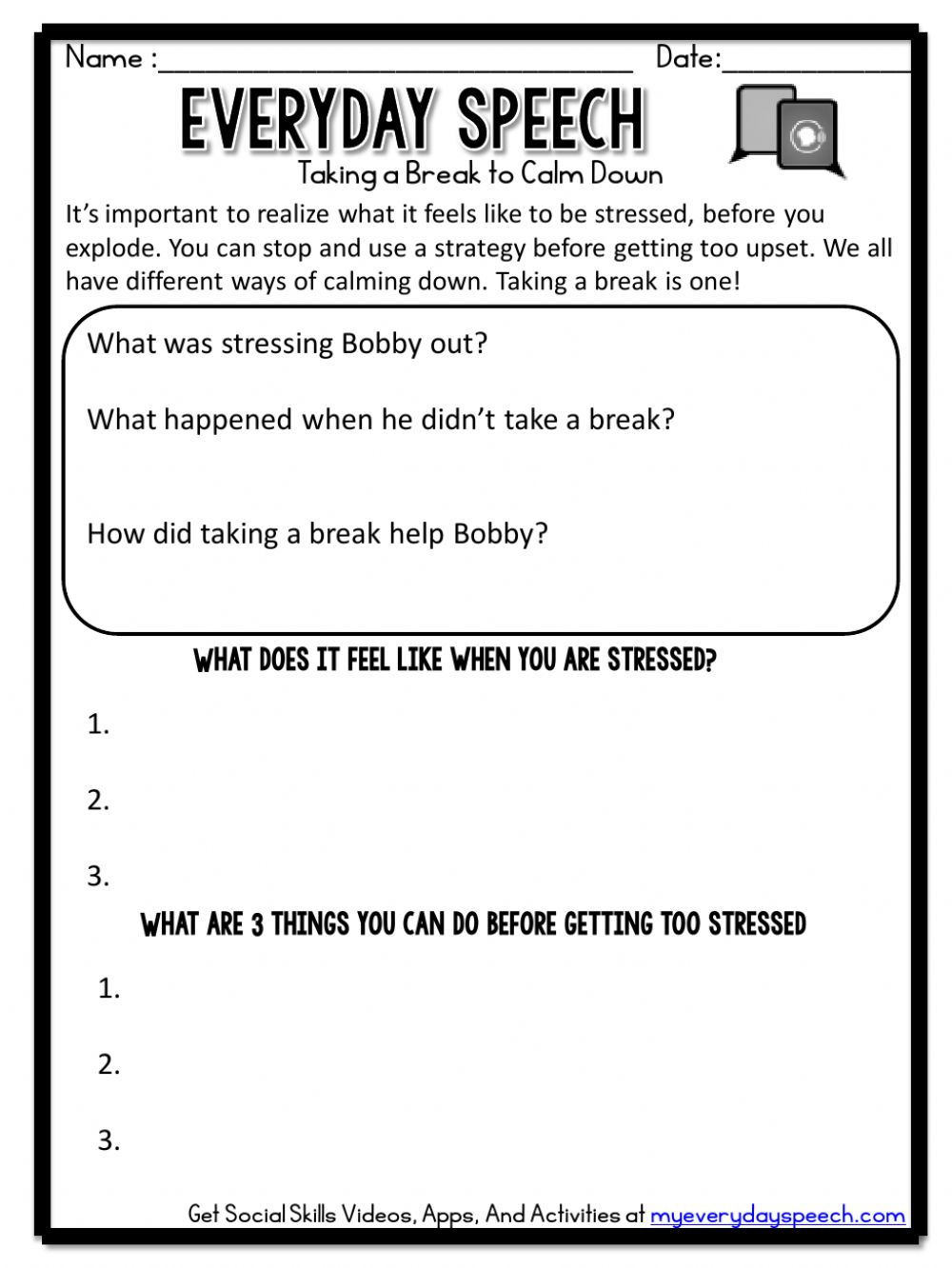 Take A Break Worksheet